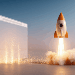 llustration (KI-generiert) mit Browserfenster und startender Rakete, symbolisiert den KI-Browser ChatGPT Atlas und seinen Innovationsschub für Unternehmen.